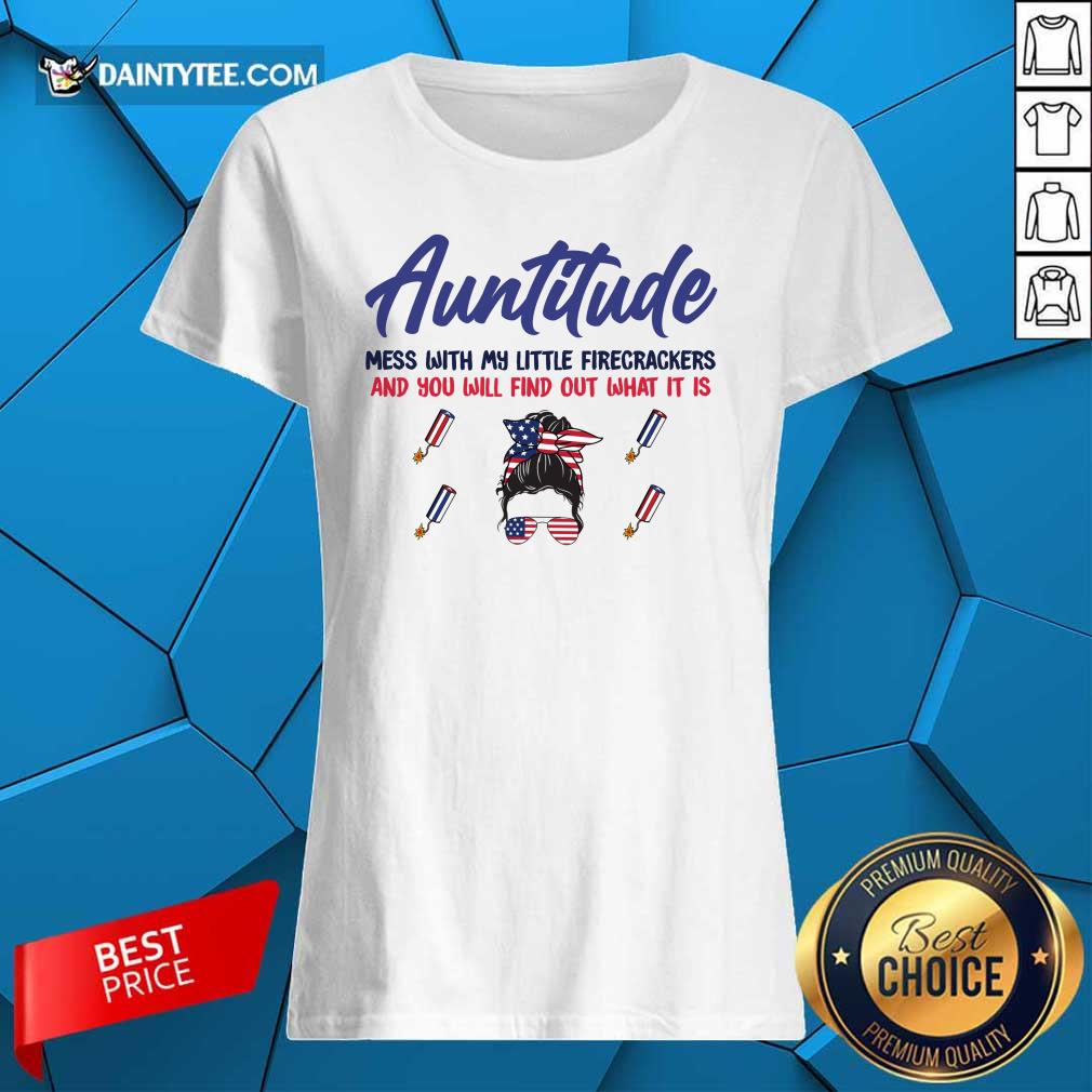 Auntitude Bun Girl American Flag Shirt