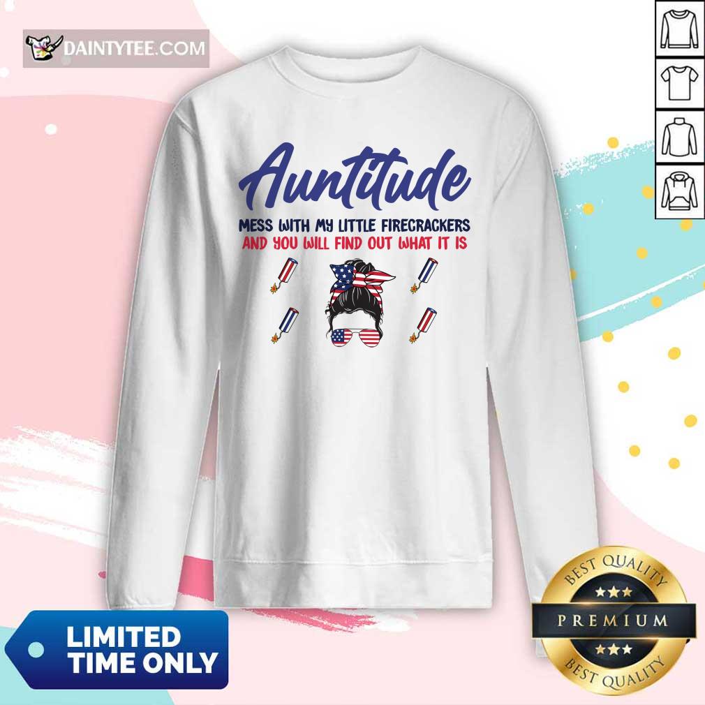 Auntitude Bun Girl American Flag Shirt