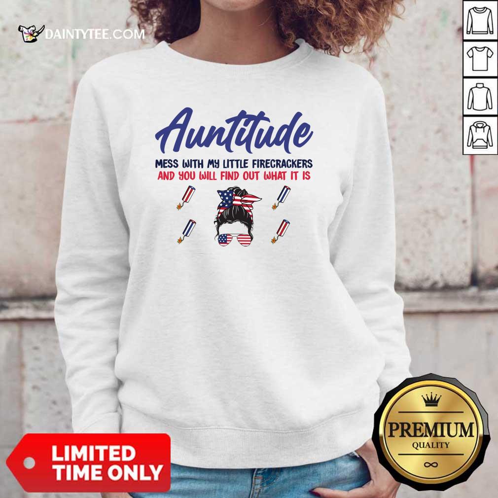 Auntitude Bun Girl American Flag Shirt