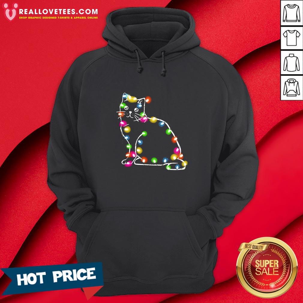 Awesome Black Cat Light Merry Christmas Shirt