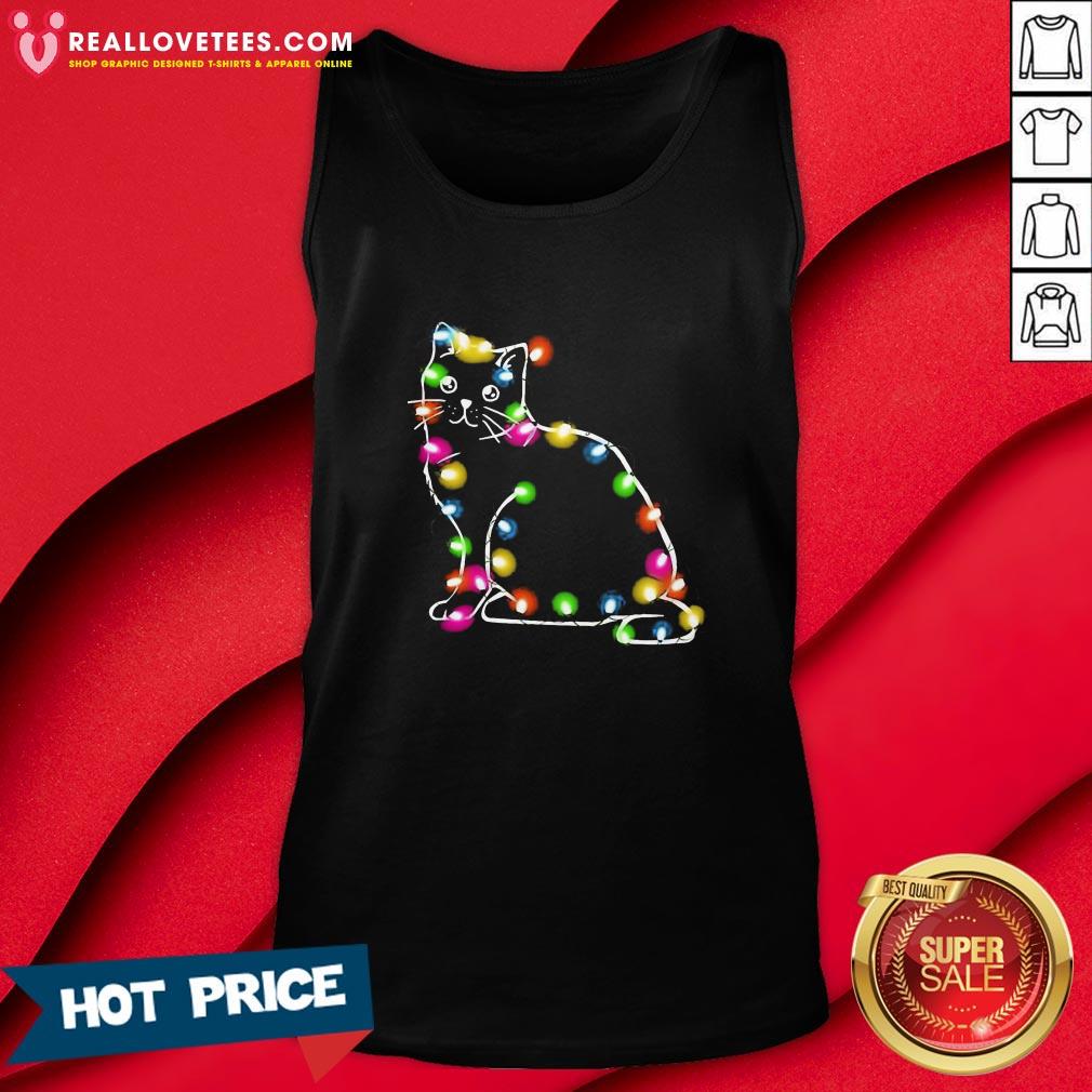 Awesome Black Cat Light Merry Christmas Shirt