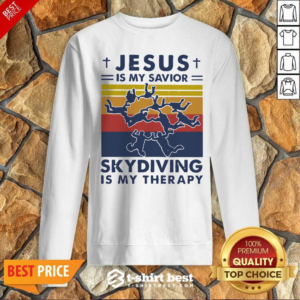 Awesome Jesus Is My Savior Skydiving Is My Therapy Vintage Shirt