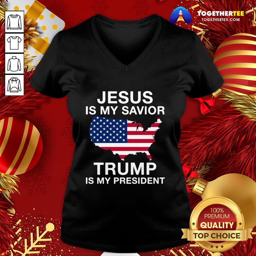 Awesome Jesus Is My Savior Trump Is My President American Flag Shirt