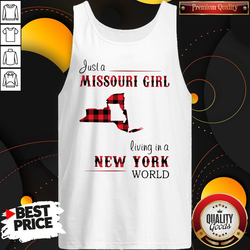 Awesome Just A Missouri Girl Living In A New York World Map Shirt