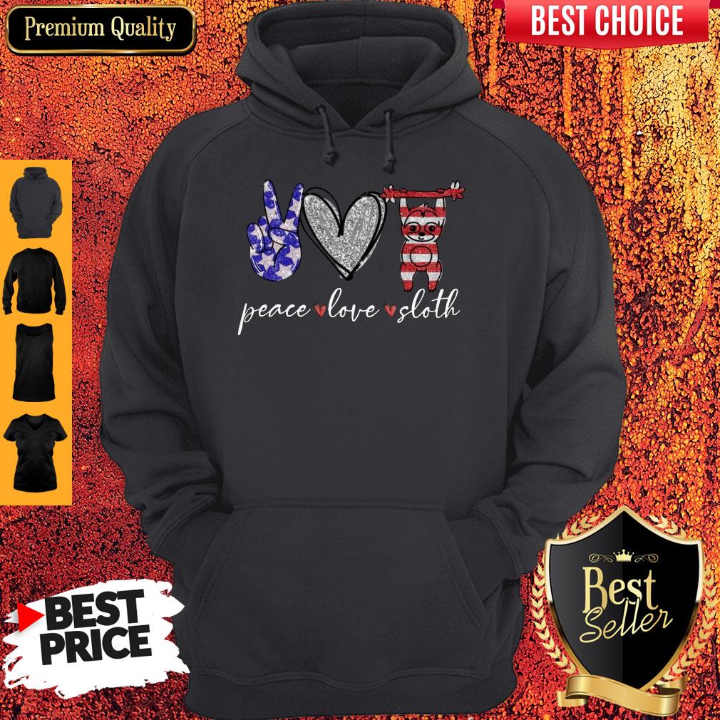Awesome Peace Love Sloth American Flag Shirt