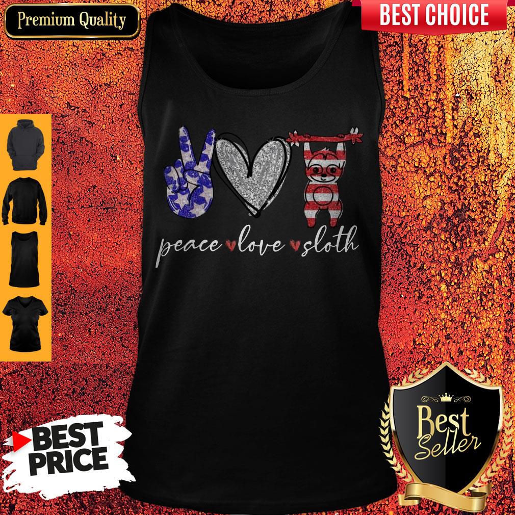 Awesome Peace Love Sloth American Flag Shirt