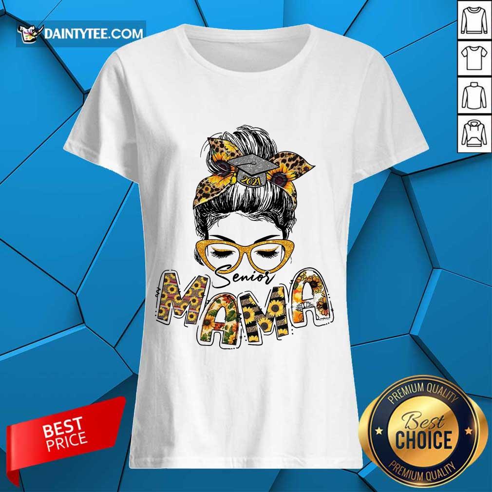Awesome Sunflower Senior Mama Girl Bun Hair Glasses Shirt