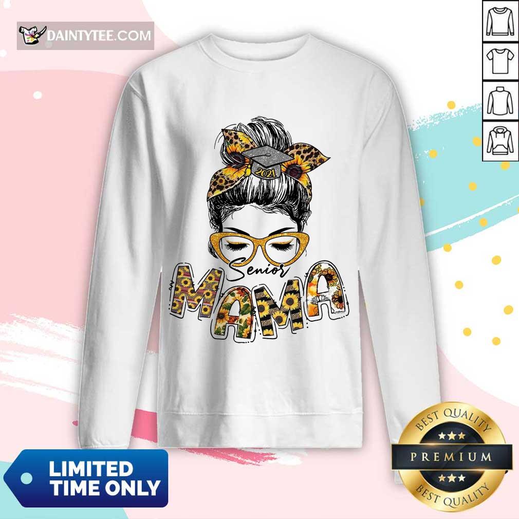 Awesome Sunflower Senior Mama Girl Bun Hair Glasses Shirt