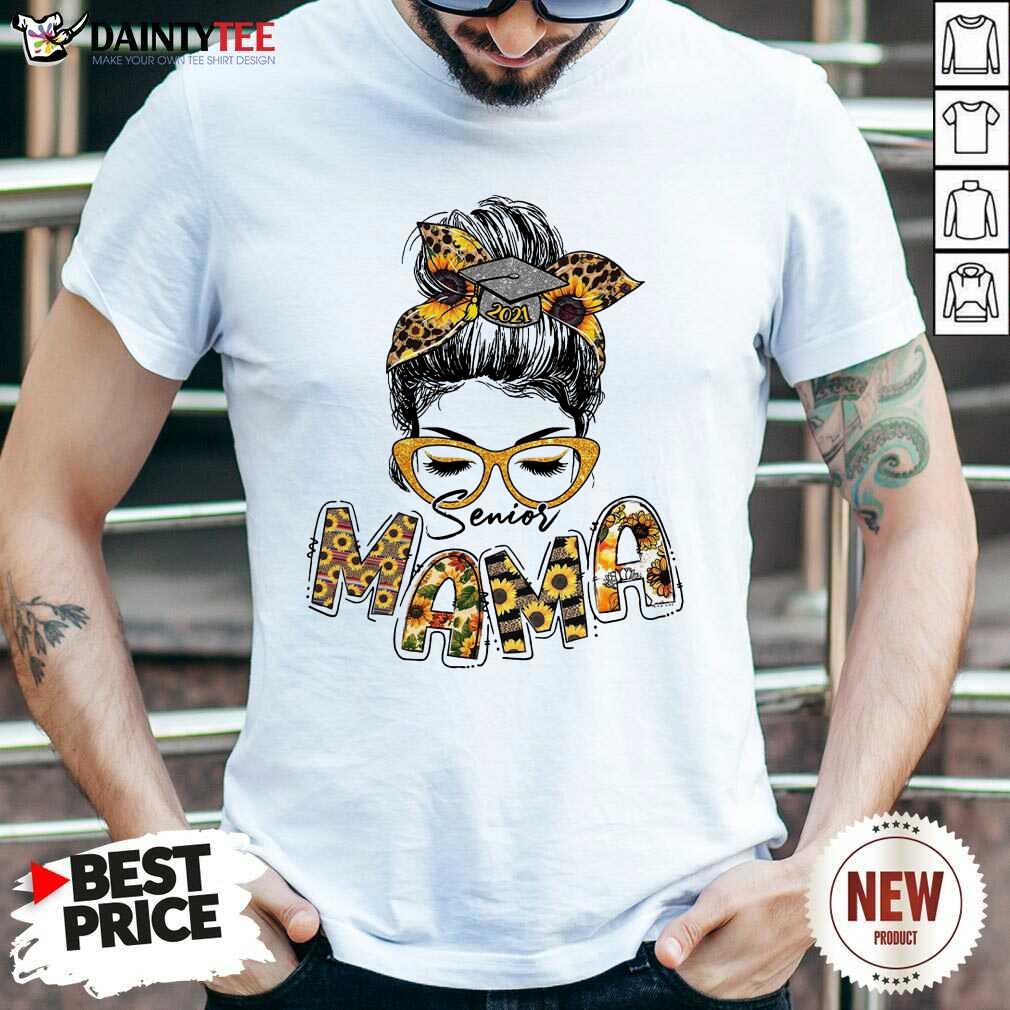 Awesome Sunflower Senior Mama Girl Bun Hair Glasses Shirt