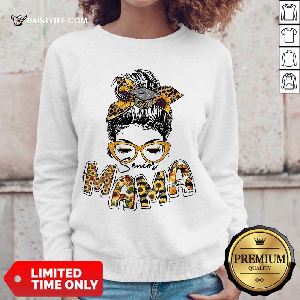 Awesome Sunflower Senior Mama Girl Bun Hair Glasses Shirt