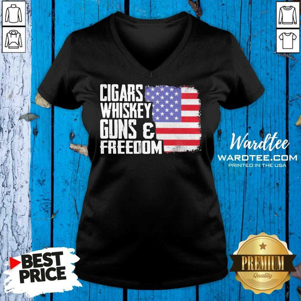 Cigars Whiskey Guns And Freedom 5 American Flag Shirt