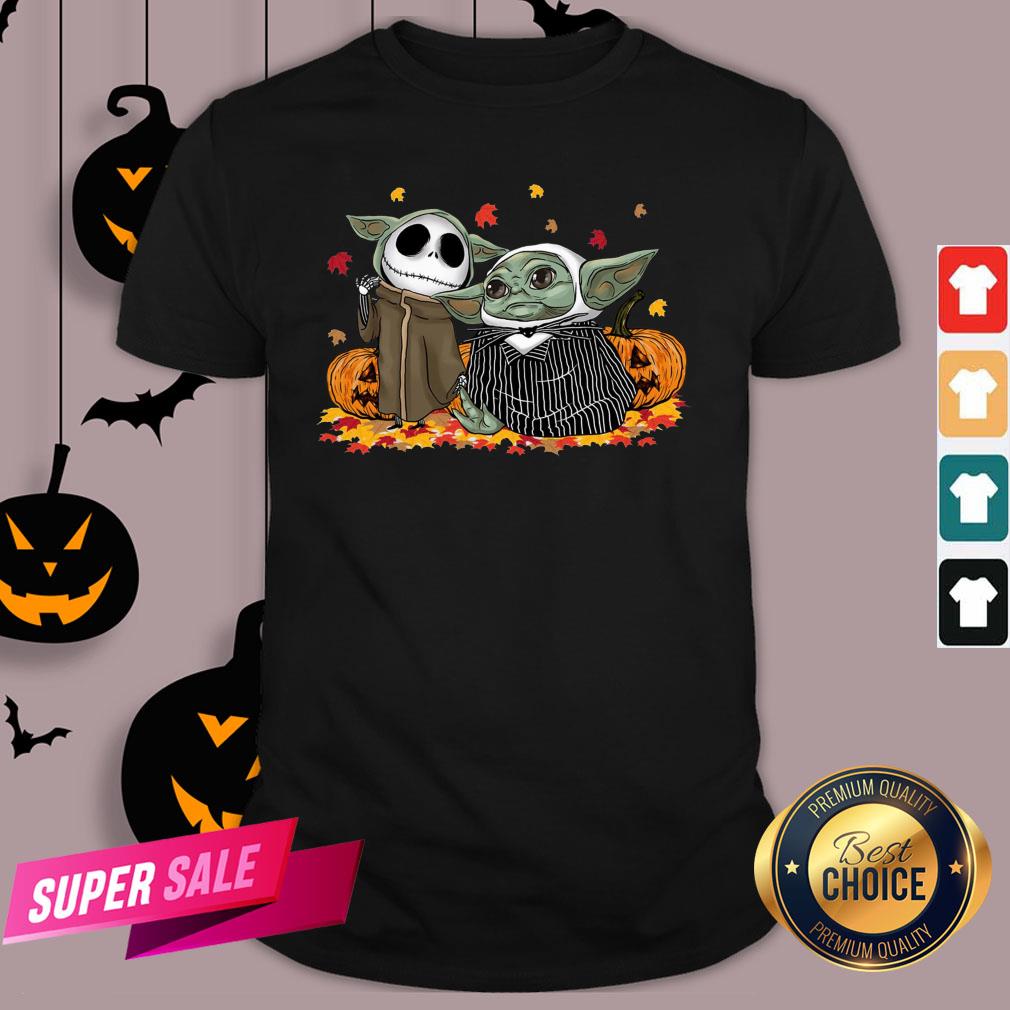 Baby Yoda And Baby Jack Skellington Pumpkin Halloween Shirt