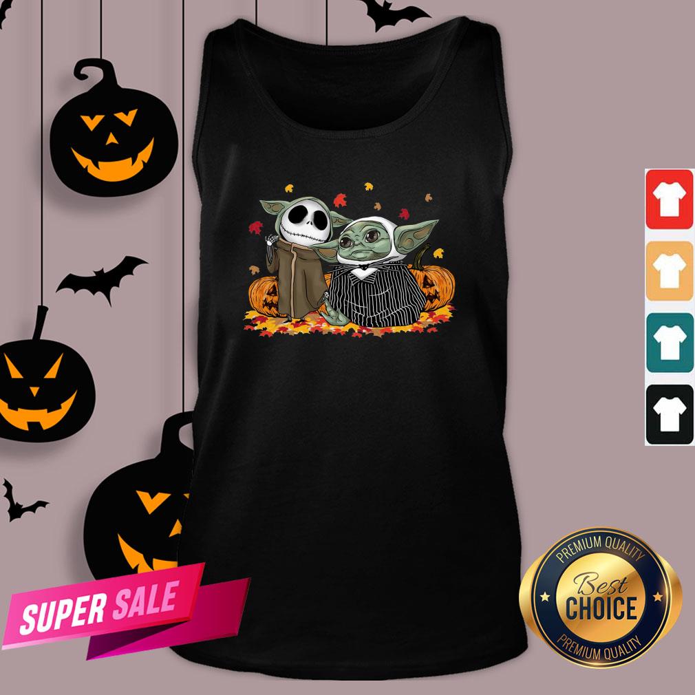 Baby Yoda And Baby Jack Skellington Pumpkin Halloween Shirt