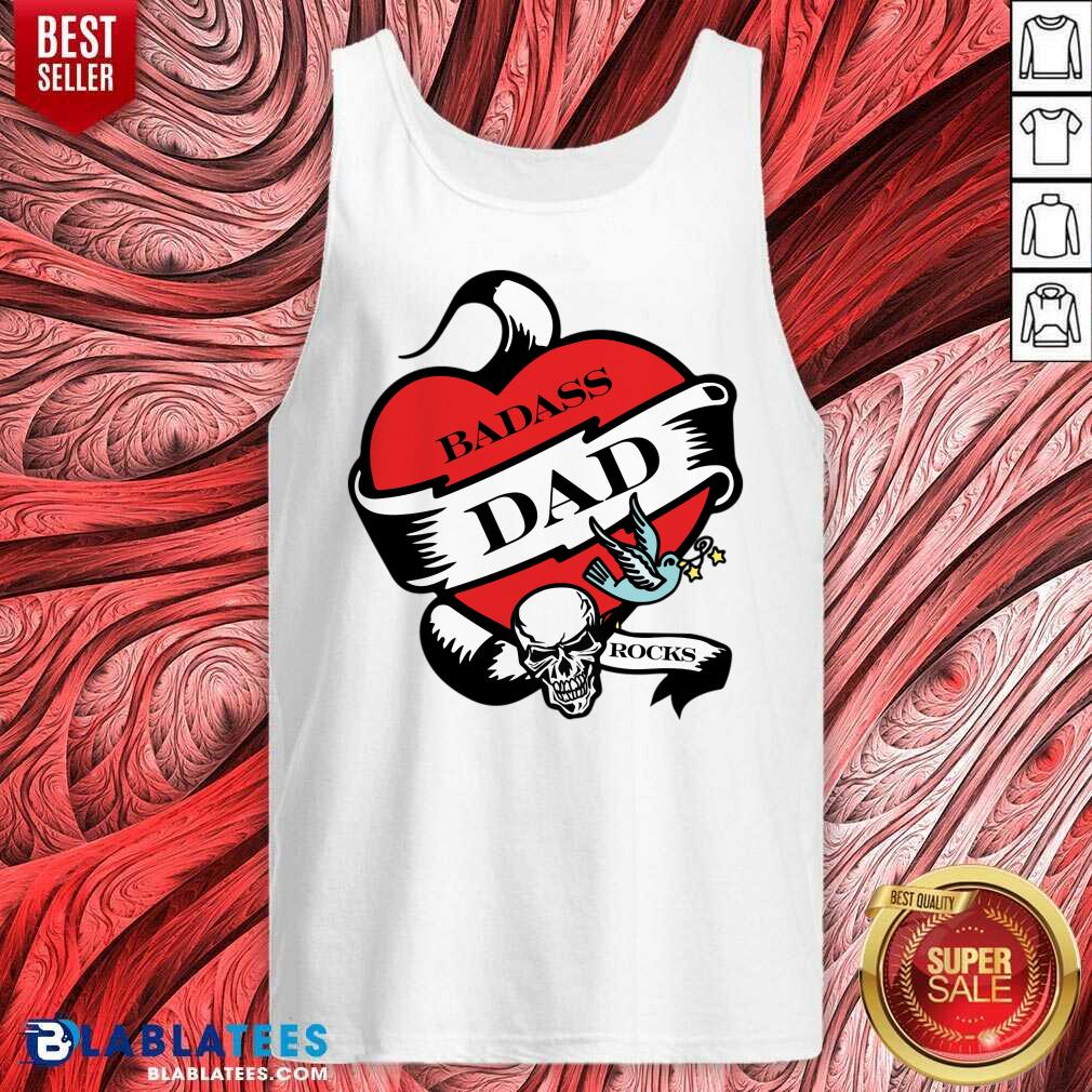Badass Dad Rocks Skull Heart Shirt