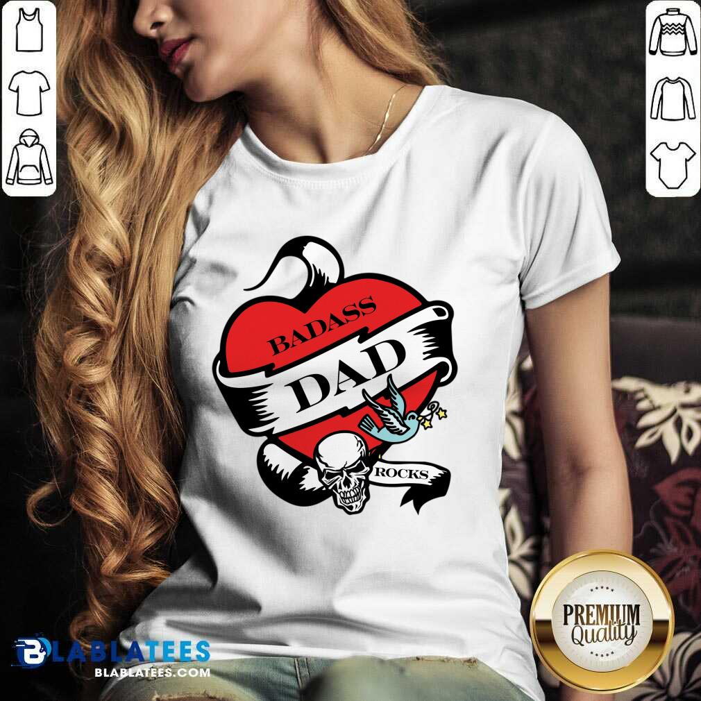 Badass Dad Rocks Skull Heart Shirt