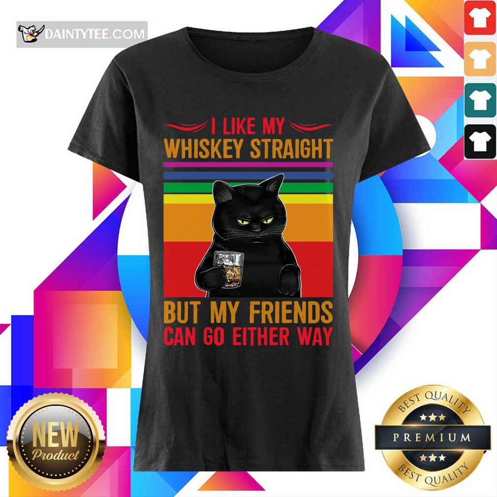 Black Cat I Like My Whiskey Straight Shirt