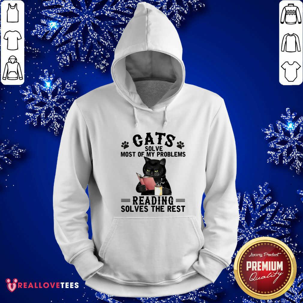 Black Cats Reading Book Solves The Rest Coffee Shirt