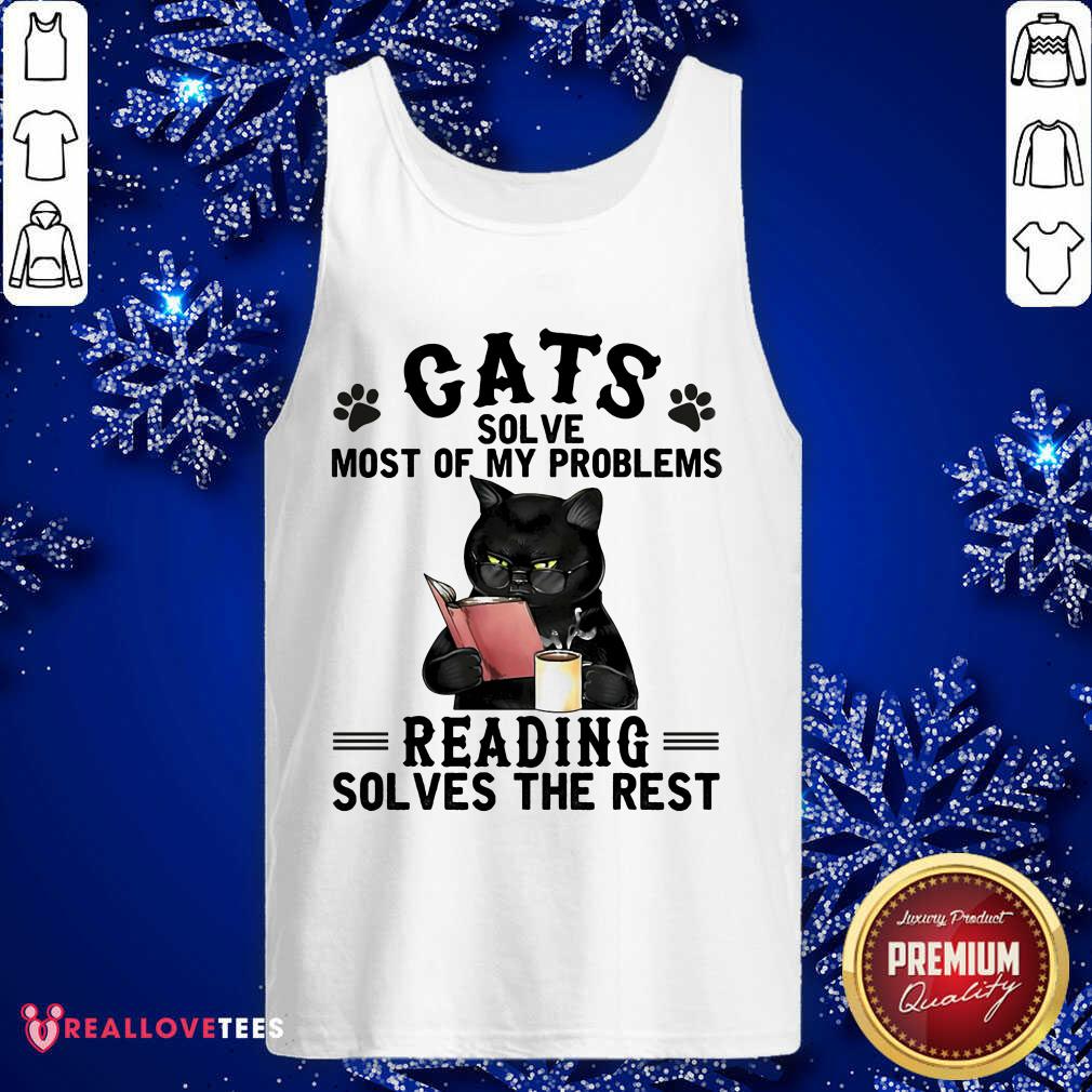 Black Cats Reading Book Solves The Rest Coffee Shirt
