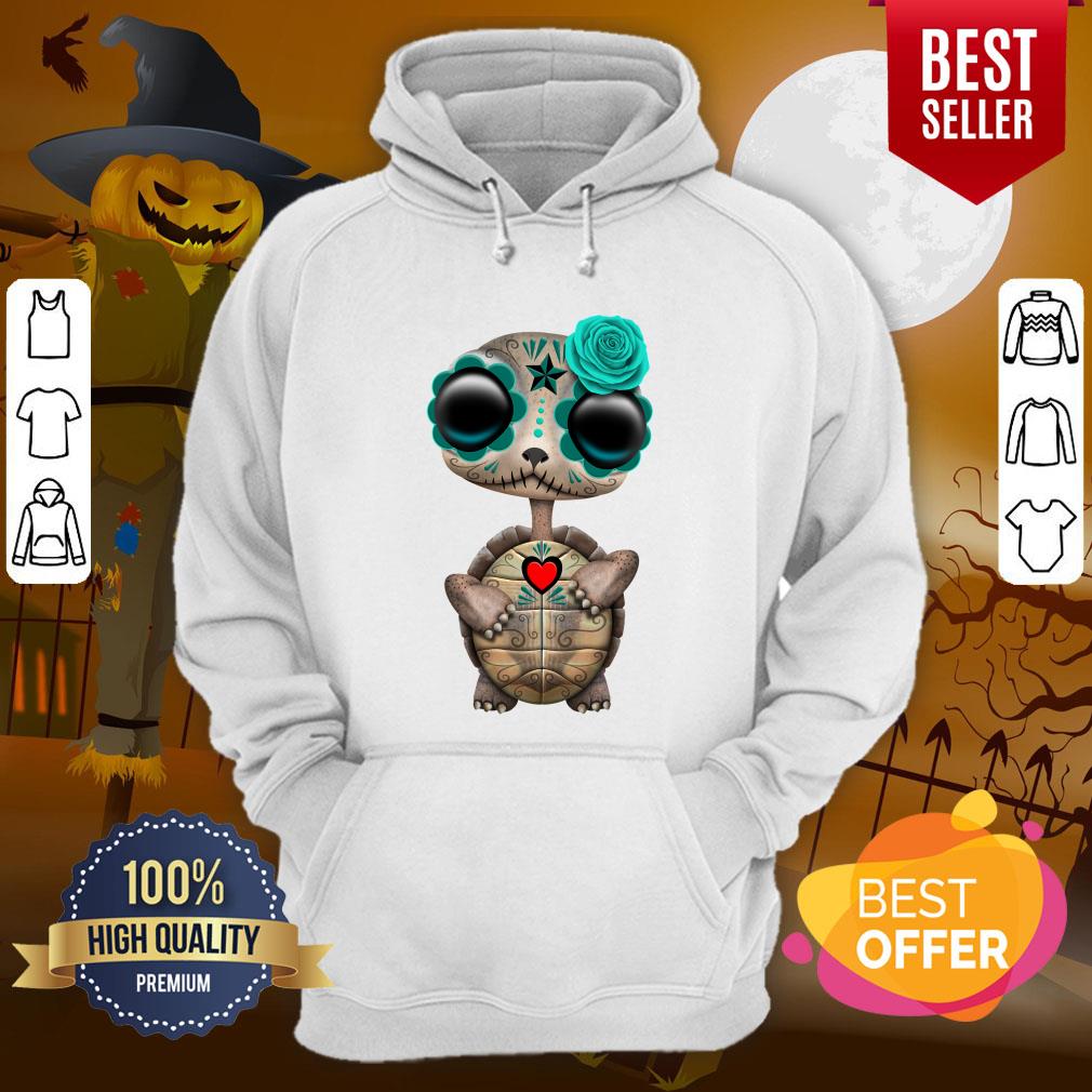 Blue Day Of The Dead Dia De Muertos Sugar Skull Baby Turtle Shirt