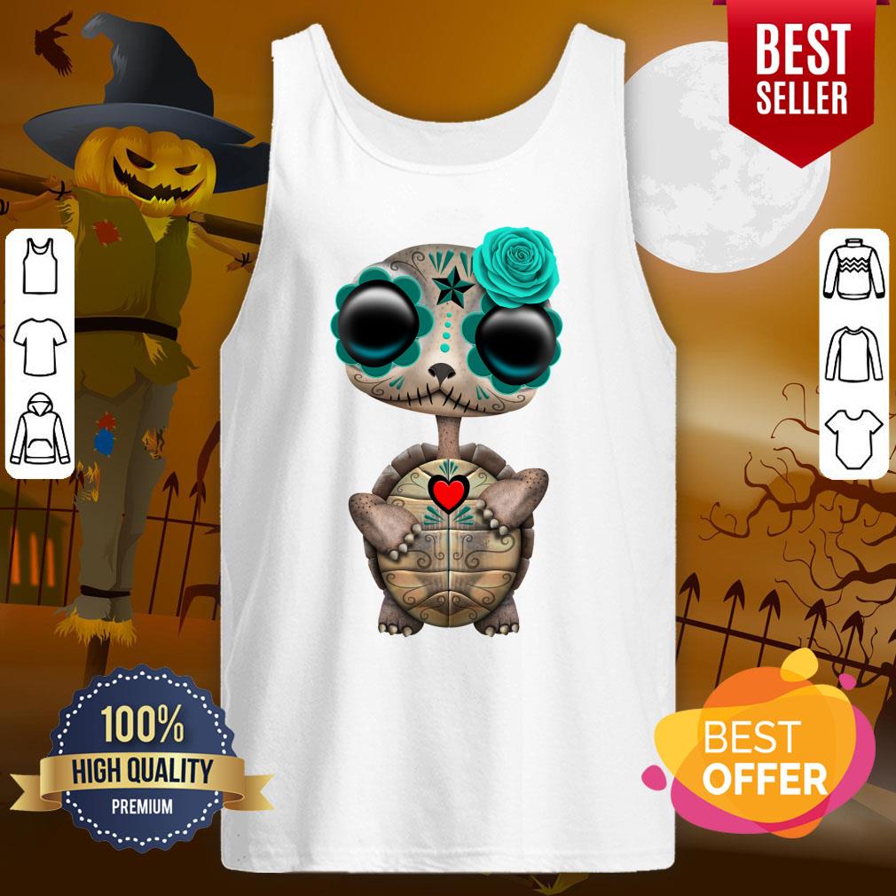 Blue Day Of The Dead Dia De Muertos Sugar Skull Baby Turtle Shirt