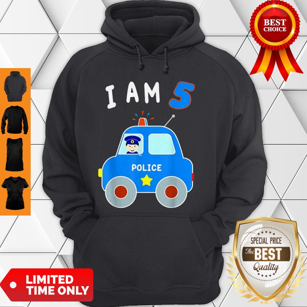 Boys Birthday Shirt 5 Years Police Car Policeman 5th BDay Shirt
