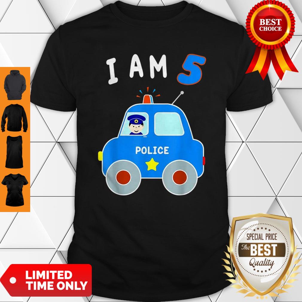 Boys Birthday Shirt 5 Years Police Car Policeman 5th BDay Shirt