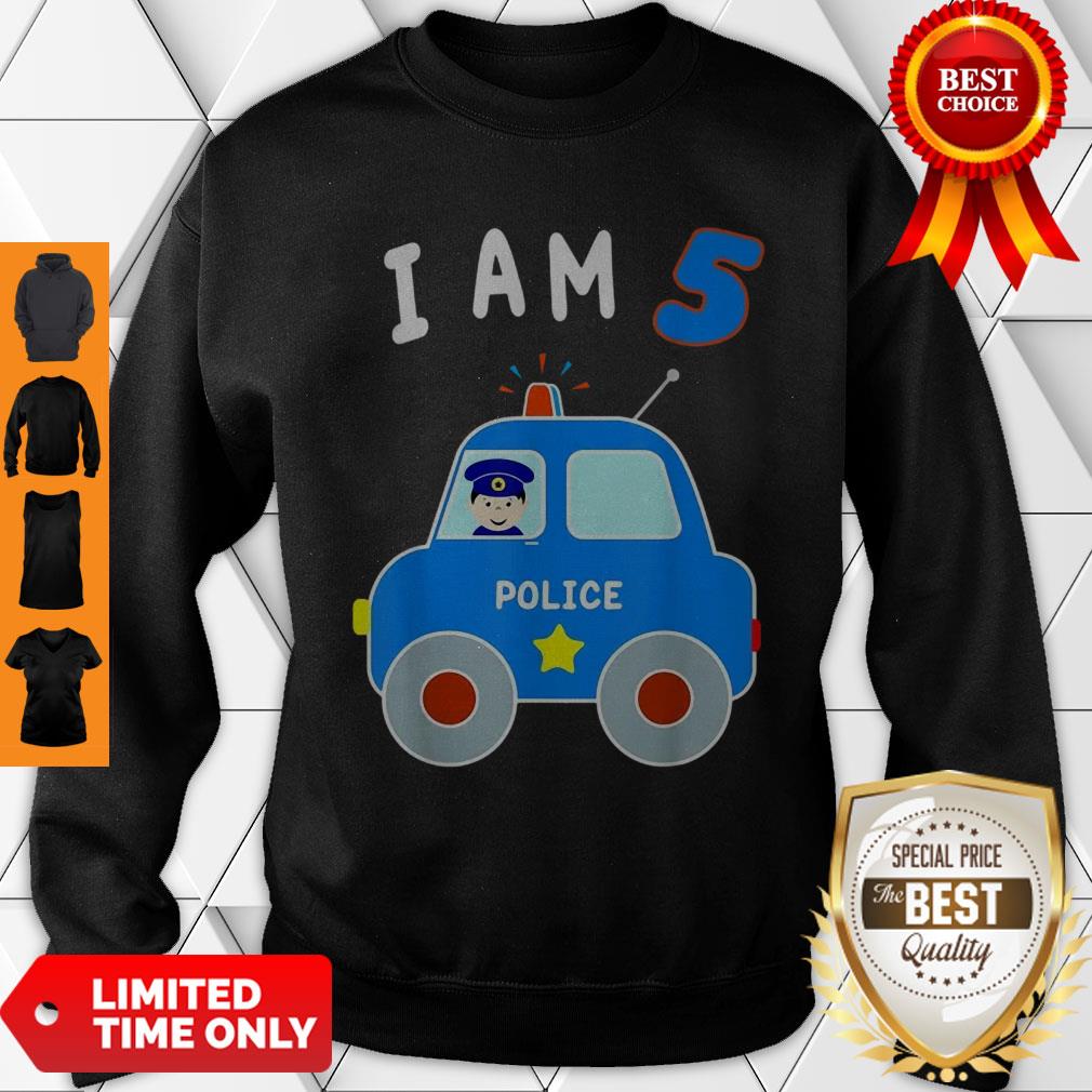 Boys Birthday Shirt 5 Years Police Car Policeman 5th BDay Shirt