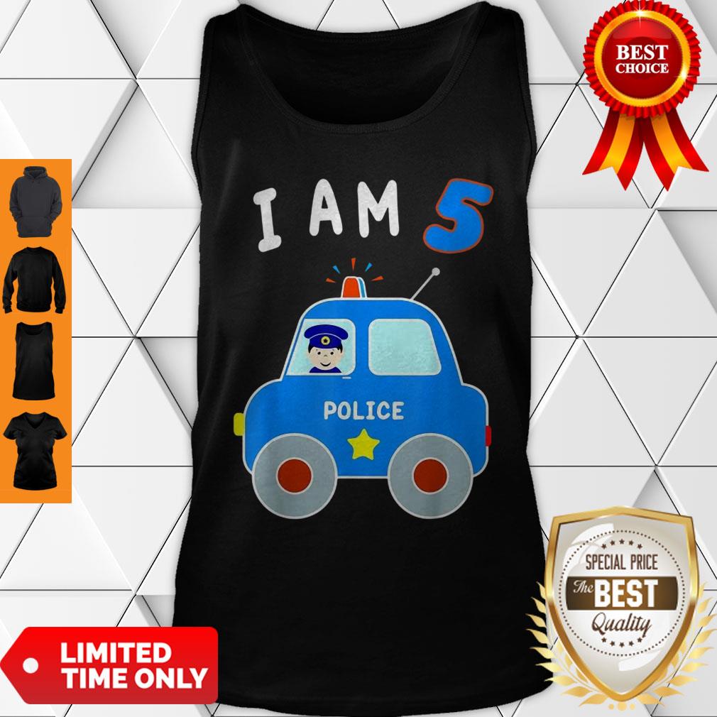 Boys Birthday Shirt 5 Years Police Car Policeman 5th BDay Shirt