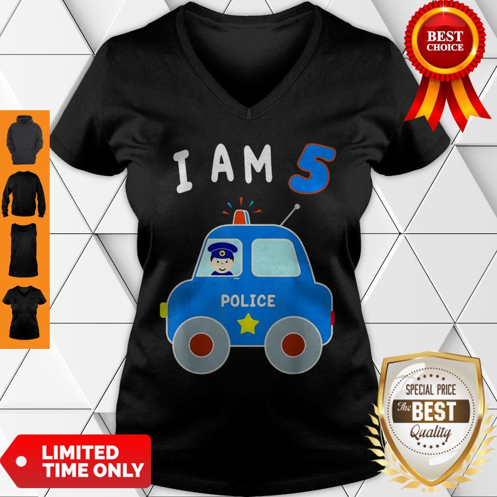 Boys Birthday Shirt 5 Years Police Car Policeman 5th BDay Shirt