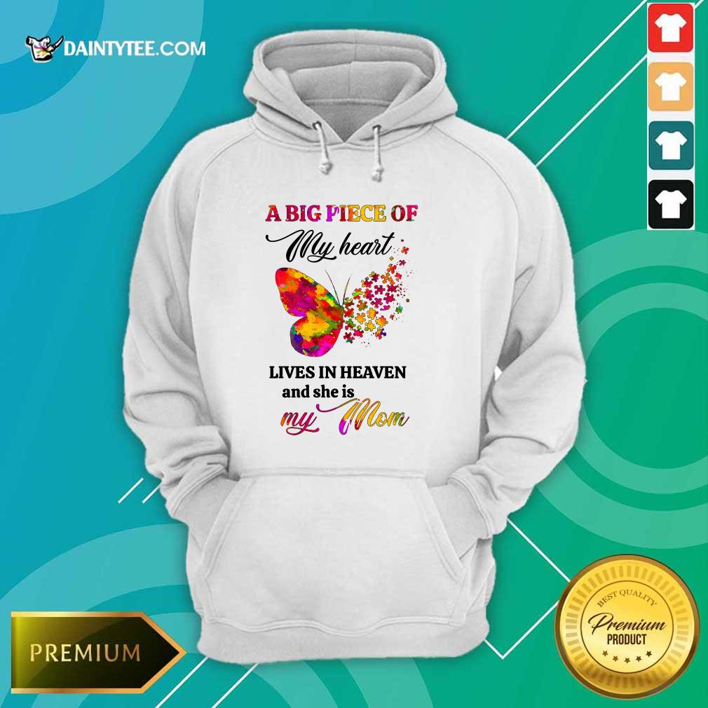 Butterfly A Big Piece Of My Heart Lives In Heaven And She Is My Mom Shirt