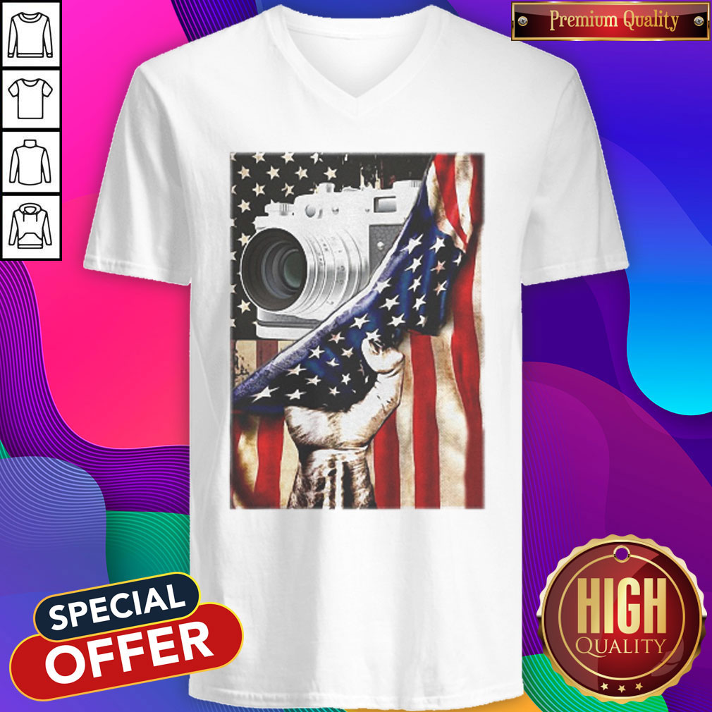 Camera Black Lives Matter American Flag Independence Day shirt