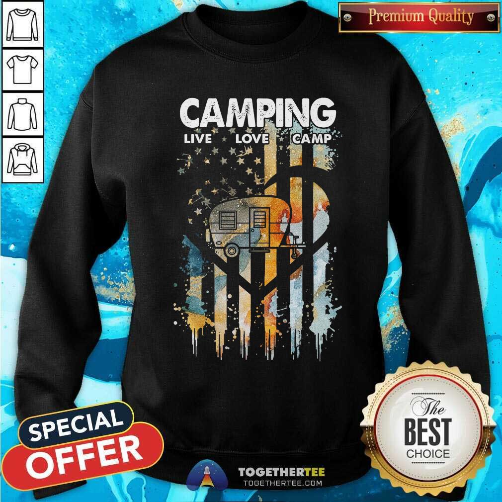 Camping Live Love Camp American Flag Shirt