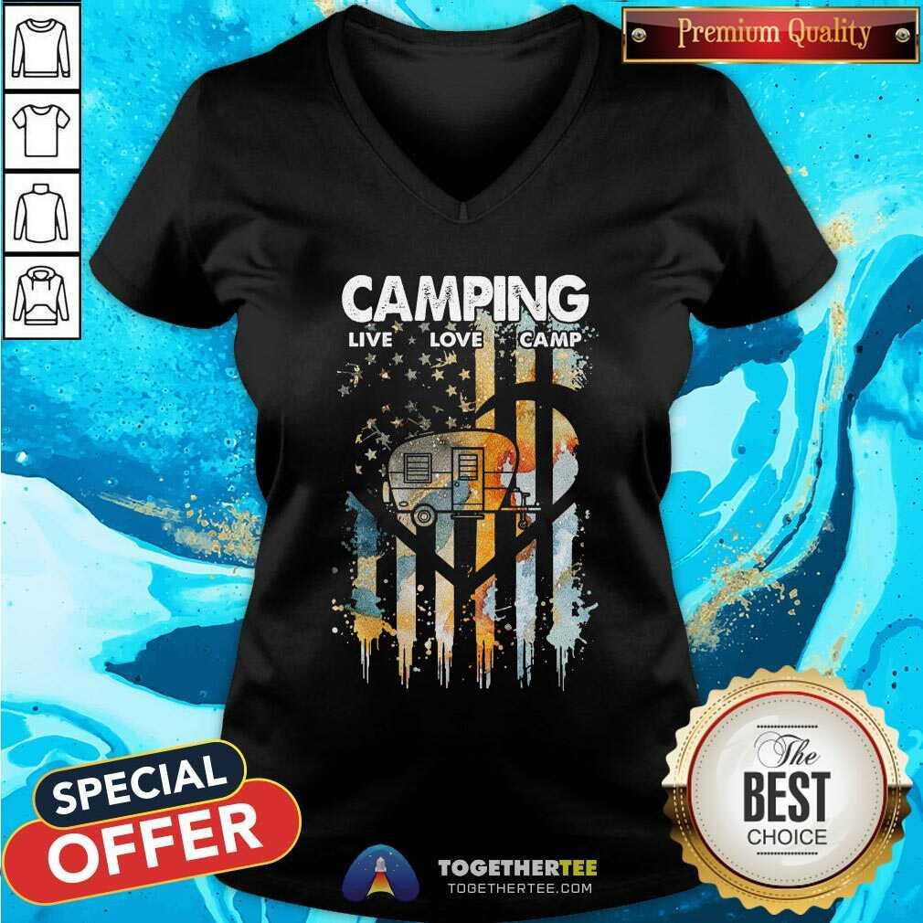 Camping Live Love Camp American Flag Shirt