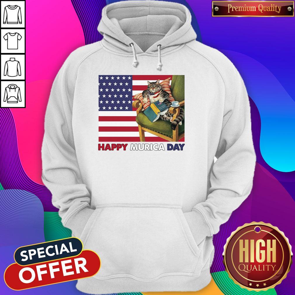 Cat And Book Happy Murica Day Shirt