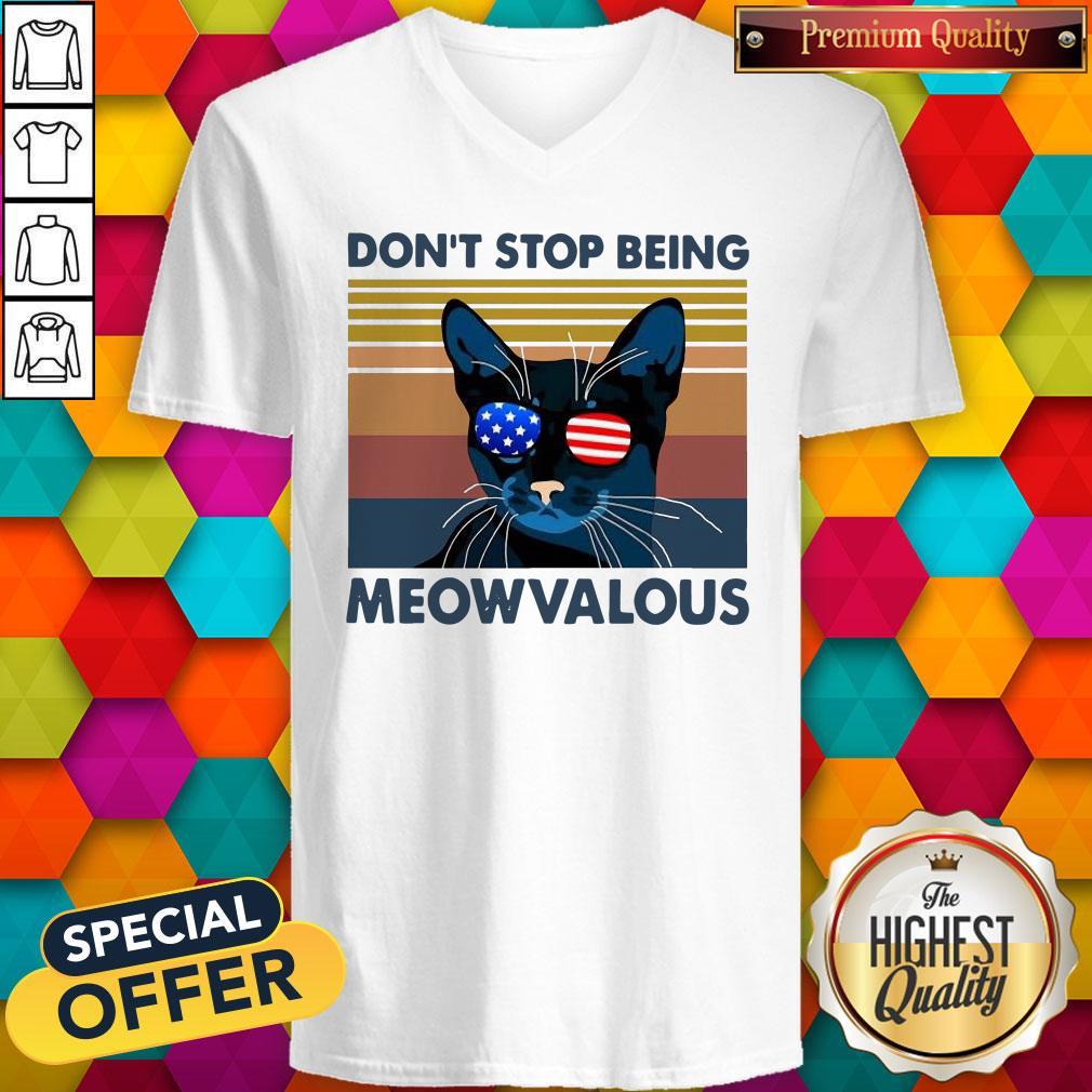 Cat Don’t Stop Being Meowvalous American Flag Vintage Shirt