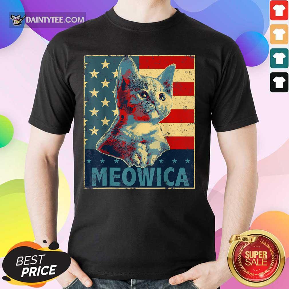 Cat Meowica American Flag 4th Of July Shirt