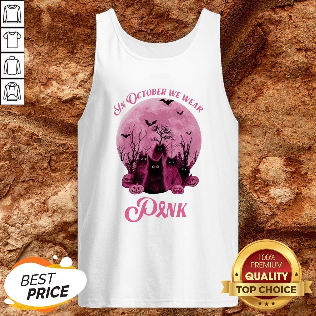 Cats In October We Wear Pink Halloween Shirt