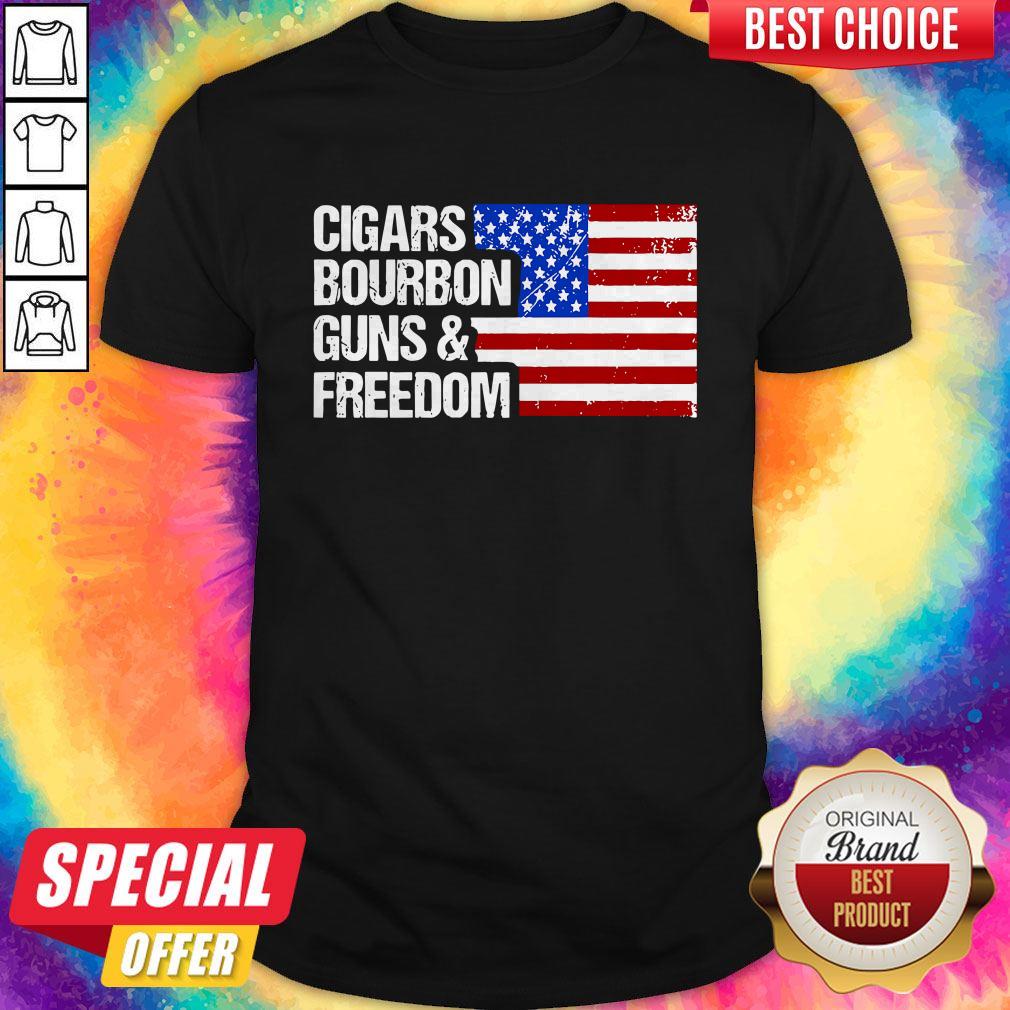 Cigars Whiskey Guns And America Flag Shirt