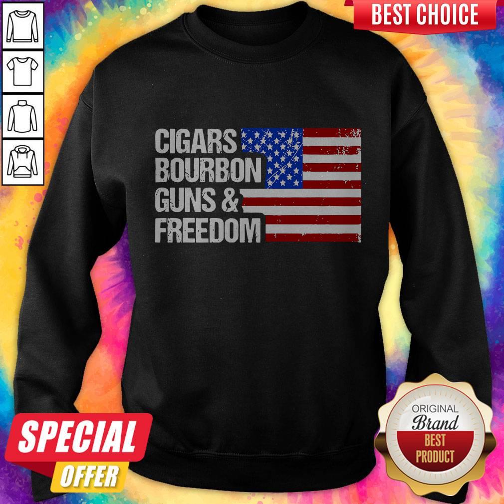 Cigars Whiskey Guns And America Flag Shirt