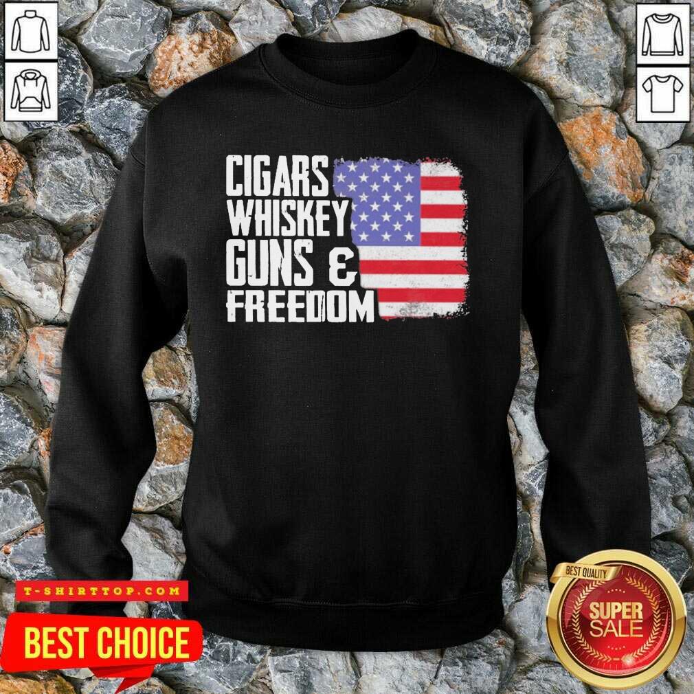 Cigars Whiskey Guns And Freedom 5 American Flag Shirt