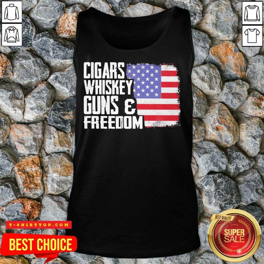 Cigars Whiskey Guns And Freedom 5 American Flag Shirt