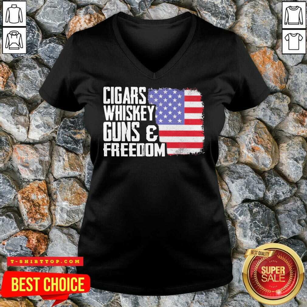 Cigars Whiskey Guns And Freedom 5 American Flag Shirt