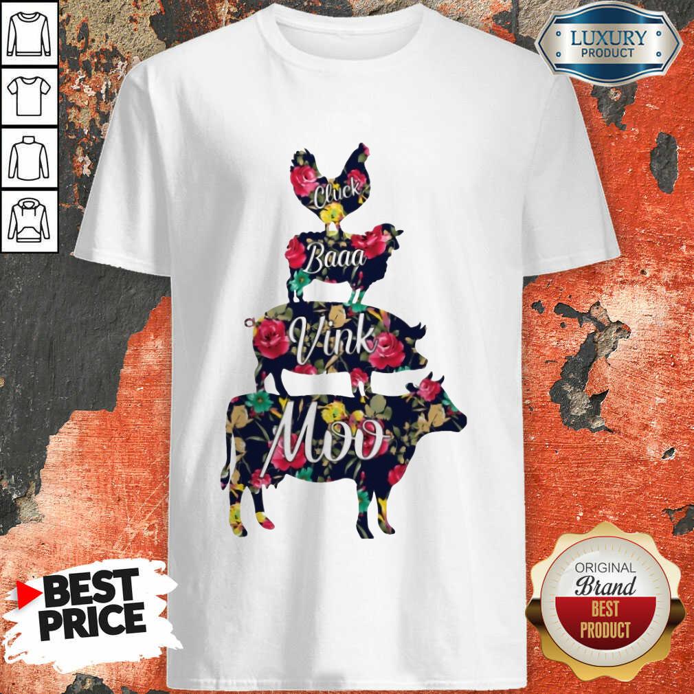 Cluck Baaa Vink Moo Farm Animals Shirt