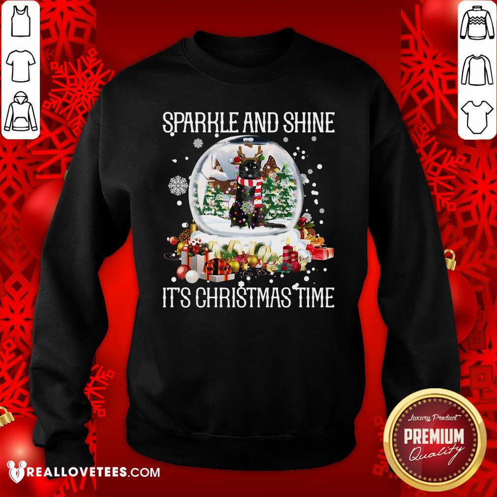 Cool Cat Sparkle And Shine It’s Christmas Time Shirt