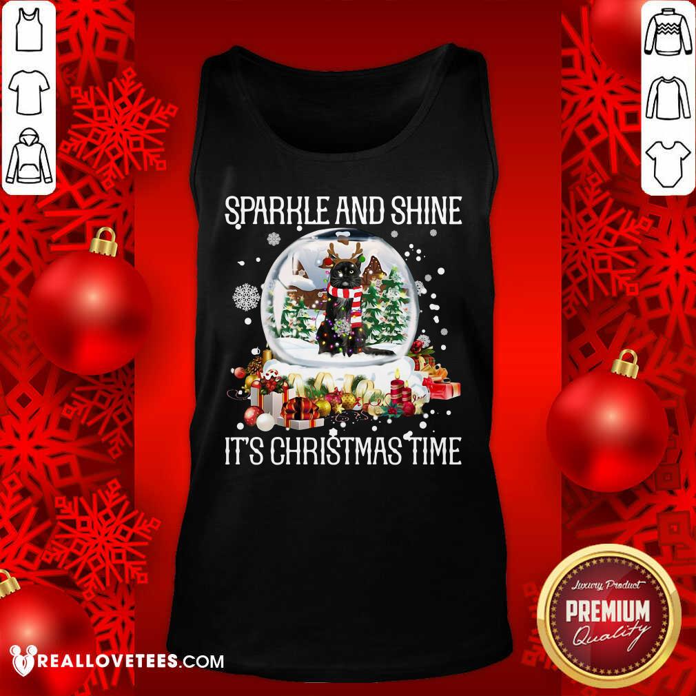 Cool Cat Sparkle And Shine It’s Christmas Time Shirt