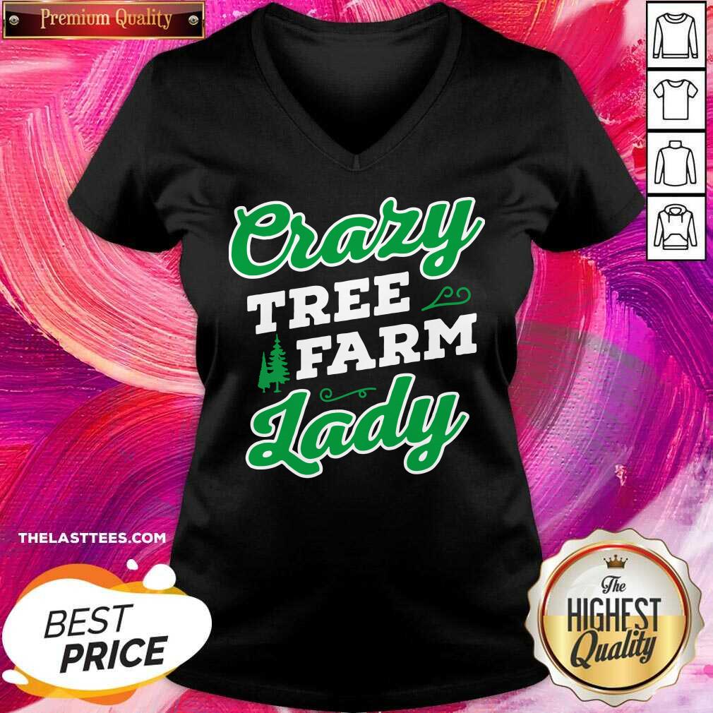 Cute Crazy Tree Farm Lady Christmas Tree Merry Xmas Shirt