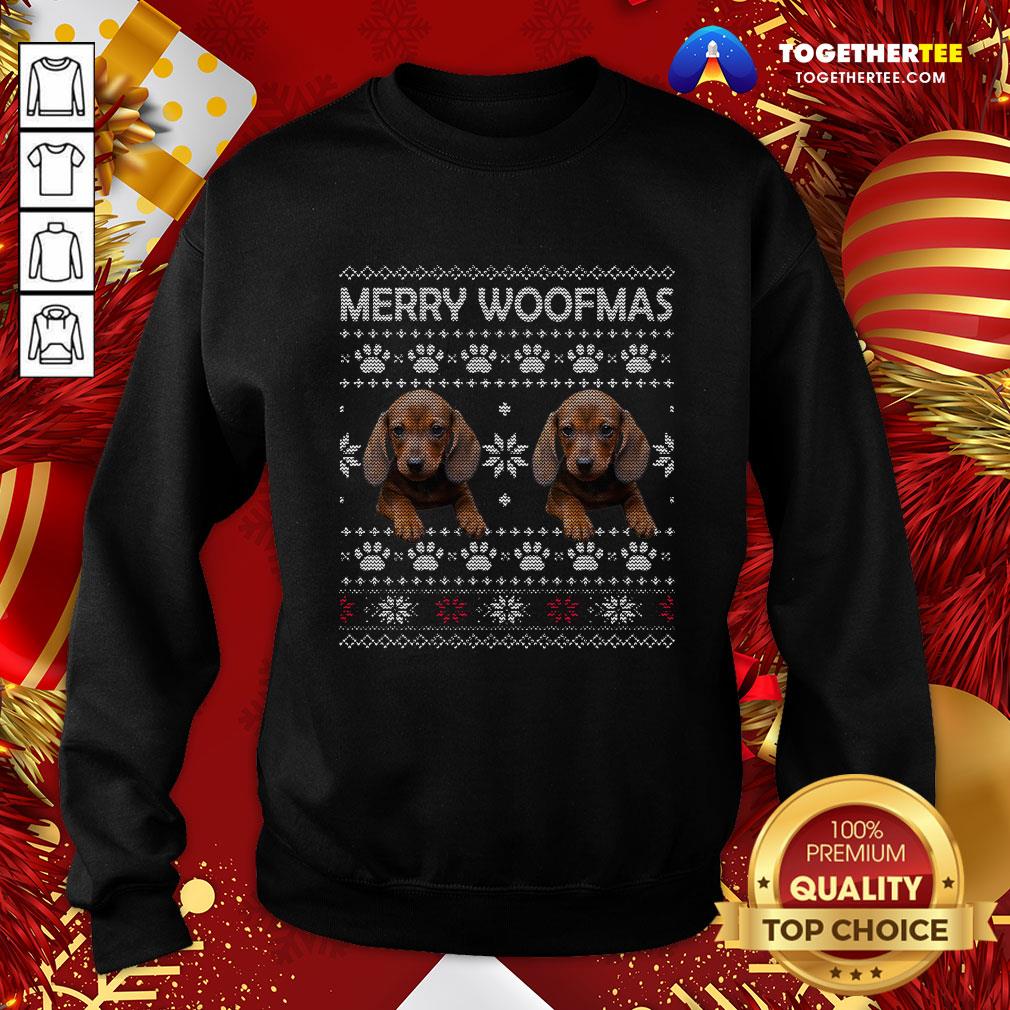 Cute Dachshund Merry Woofmas Paw Ugly Merry Christmas Shirt