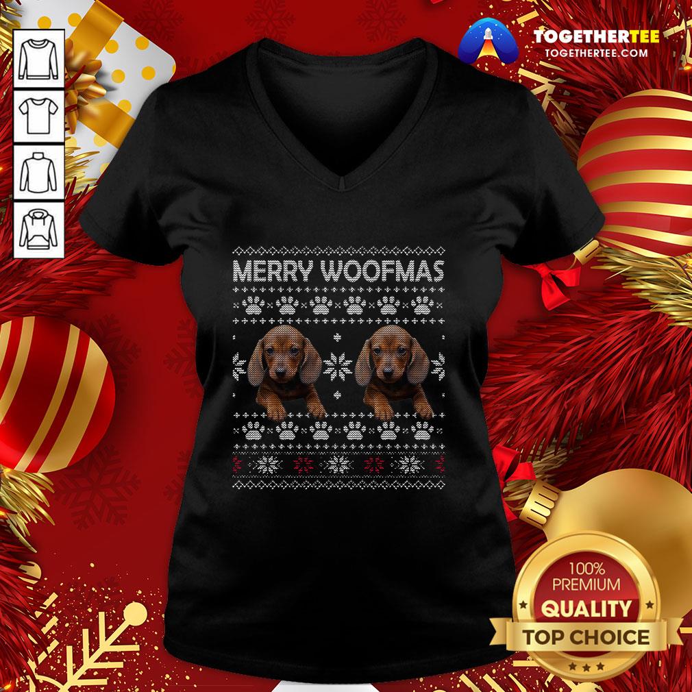 Cute Dachshund Merry Woofmas Paw Ugly Merry Christmas Shirt
