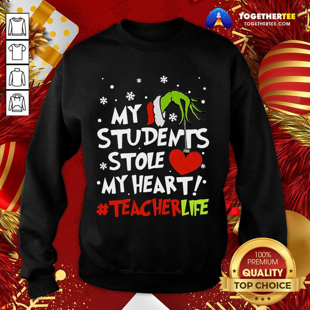 Cute Grinch Hand Holding Heart My Students Stole My Heart #teacherlife Shirt