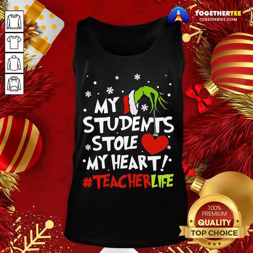 Cute Grinch Hand Holding Heart My Students Stole My Heart #teacherlife Shirt